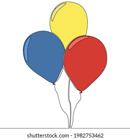 Arte de línea de dibujo continua de color plano Conjunto de globos icono ilustración vectorial concepto