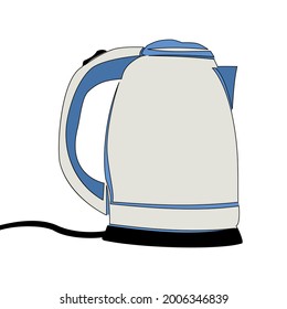 Flat colorful continuous drawing line art Electric kettle icon vector illustration concept