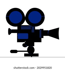 Flat colorful continuous drawing line art Movie Video camera icon vector illustration concept