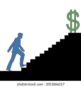 Arte de línea de dibujo continua de color plano El hombre está escalando la escala de carrera el concepto de ilustración vectorial icono
