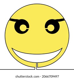 Dibujo plano colorido continuo de línea de dibujo alegre Icono del emoticono Icono de ilustración