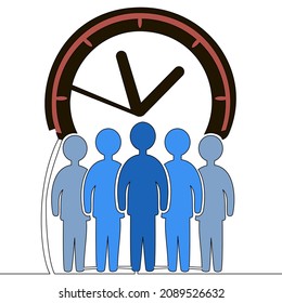 Flat colorful continuous line art drawing Time management Meeting time icon vector illustration concept