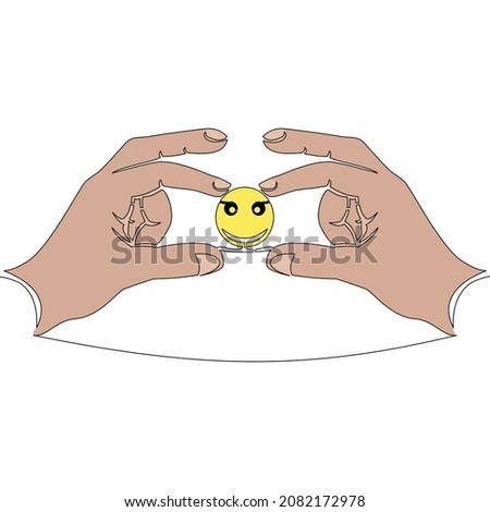Flat colorful continuous line art drawing Happy customer satisfaction clients icon vector illustration concept