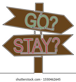 Flat colorful continuous line drawing art choice road sign icon vector illustration concept