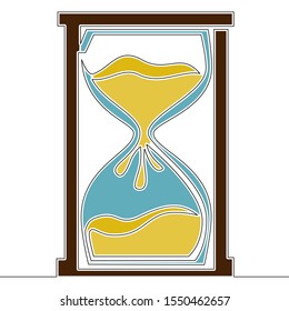 Flat colorful continuous line drawing art sand clock icon vector illustration concept
