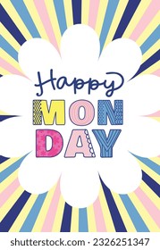 flat colorful cute happy monday design vector
