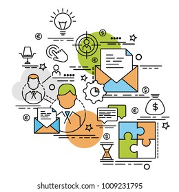 Flat colorful design concept for Consulting. Infographic idea of making creative products.Template for website banner, flyer and poster.