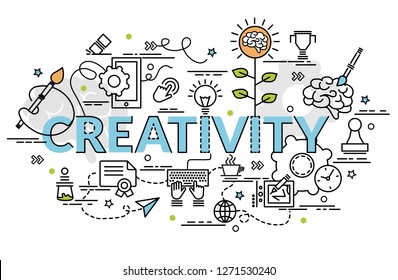 Diseño plano y colorido para la creatividad. Idea infográfica de hacer productos creativos.
Plantilla para banner, volante y afiche del sitio web.
