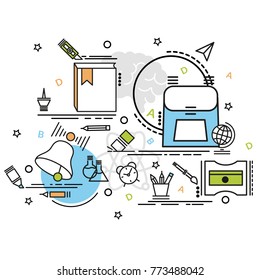 Flat colorful design concept for Education. Idea of making creative products.
Design, art, branding, corporate identity, stationary, product design, painting, for website banner, flyer and print.