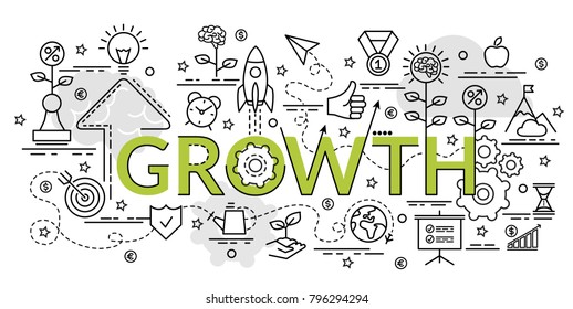 Flat colorful design concept for Growth. Infographic idea of making creative products.
Template for website banner, flyer and poster.