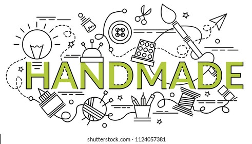 Flat colorful design concept for Handmade. Infographic idea of making creative products.Template for website banner, flyer and poster.