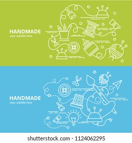 Flat colorful design concept for Handmade. Infographic idea of making creative products. Template for website banner, flyer and poster.