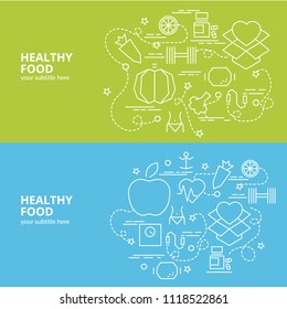 Flat colorful design concept for Healthy food. Infographic idea of making creative products.
Template for website banner, flyer and poster.