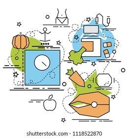 Flat colorful design concept for Healthy food. Infographic idea of making creative products.
Template for website banner, flyer and poster.