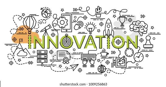Flat colorful design concept for Innovation. Infographic idea of making creative products.
Template for website banner, flyer and poster.