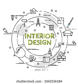 Flat colorful design concept for Interior Design. Infographic idea of making creative products.
Template for website banner, flyer and poster.
