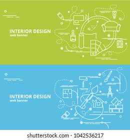 Flat colorful design concept for Interior Design. Infographic idea of making creative products.
Template for website banner, flyer and poster.
