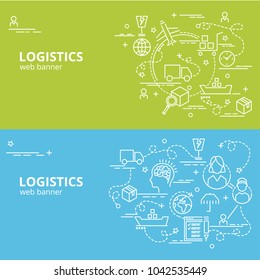 Flat colorful design concept for Logistics. Infographic idea of making creative products.
Template for website banner, flyer and poster.