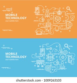 Flat colorful design concept for Mobile Technology. Infographic idea of making creative products.Template for website banner, flyer and poster.