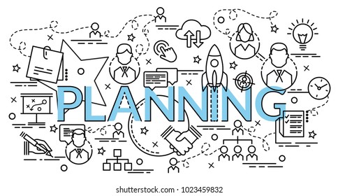 Flat colorful design concept for Planning. Infographic idea of making creative products.
Template for website banner, flyer and poster.