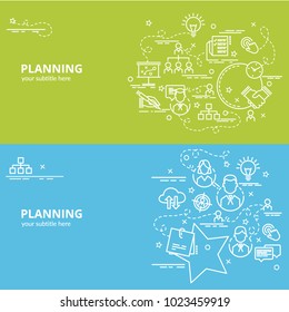 Flat colorful design concept for Planning. Infographic idea of making creative products.
Template for website banner, flyer and poster.