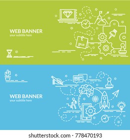 Flat colorful design concept of Start up. Infographic idea of making creative products.Template for website banner, flyer and poster.