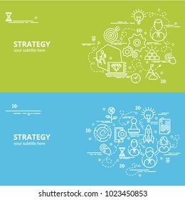 Flat colorful design concept for Strategy. Infographic idea of making creative products.
Template for website banner, flyer and poster.