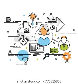 Flat colorful design concept of Team. Idea of making creative products. 
Infographic for website banner, flyer and print.
