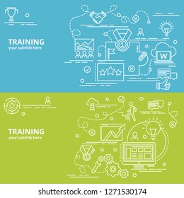 Flat colorful design concept for Training. Infographic idea of making creative products.
Template for website banner, flyer and poster.
