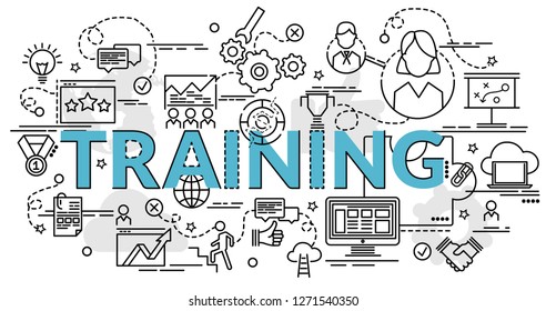 Flat colorful design concept for Training. Infographic idea of making creative products.
Template for website banner, flyer and poster.
 - Shutterstock ID 1271540350