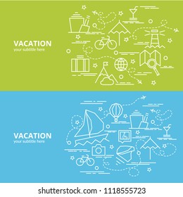 Flat colorful design concept for Vacation. Infographic idea of making creative products.Template for website banner, flyer and poster.