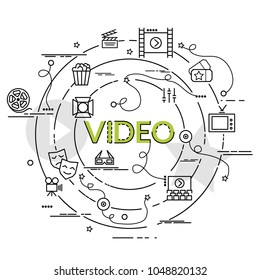 Flat colorful design concept for Video. Infographic idea of making creative products. Template for website banner, flyer and poster.