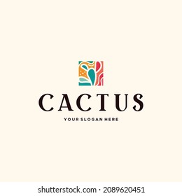 Diseño colorido plano diseño moderno del logotipo CACTUS