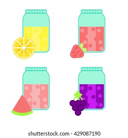 Flat colorful design style modern vector illustration set of mason jar vectors