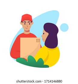 Diseño plano de color vectorial manual de entrega para la plantilla de diseño de página de inicio o logotipo