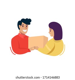 Flat colorful design vector delivery man for landing page or logo design template