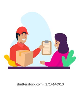 Diseño plano de color vectorial manual de entrega para la plantilla de diseño de página de inicio o logotipo