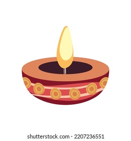 flat colorful diwali candle over white