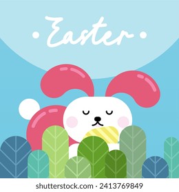Ilustración plana de fondo de Semana Santa. Fondo de ilustración de ayuno de conejo corto