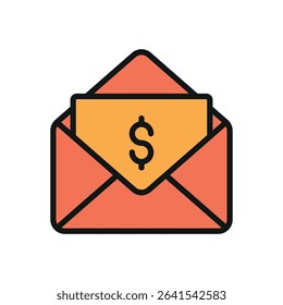 Flat colorful envelope icon, ideal for digital messaging, newsletters, and web communication tools.