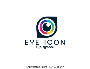 Flat colorful eye icon. 