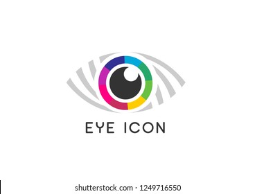Flat colorful eye icon. 