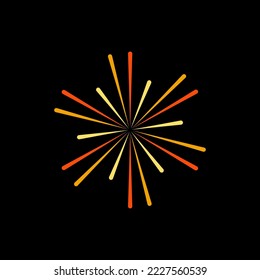 Flat colorful firework vector icon on black background. Eps 10