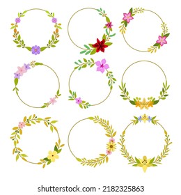Flat Colorful Floral Wreath Collection