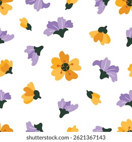 Flat colorful flowers seamless pattern design