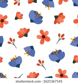 Flat colorful flowers seamless pattern design