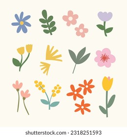 flat colorful fun design vector shape flower fruit