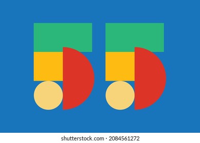 Flat colorful geometric with numbers