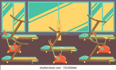 Flat colorful gym
