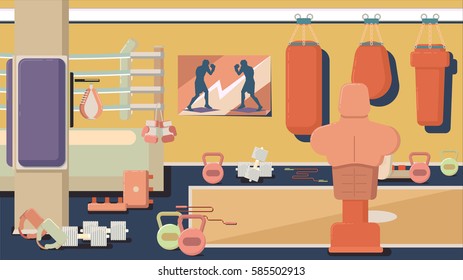Flat colorful gym Running Workout indoor vector illustration